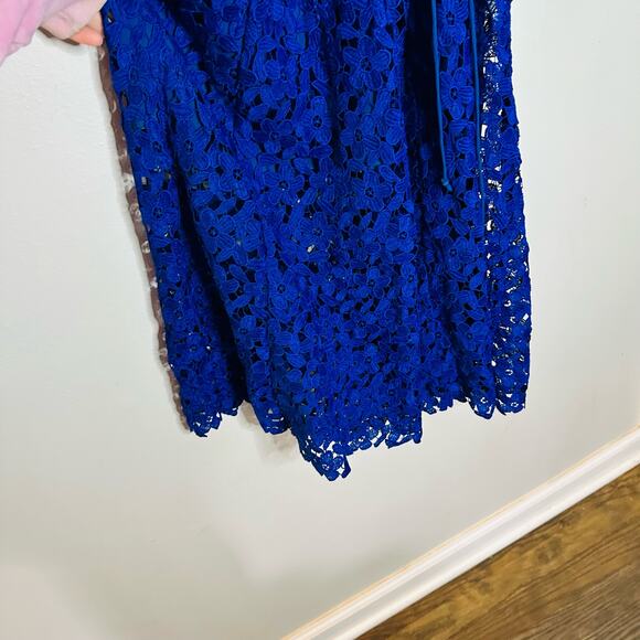 SLATE & WILLOW Cobalt Blue Lace Sleeveless Partially Lined Midi Dress Size 4 - Picture 7 of 12